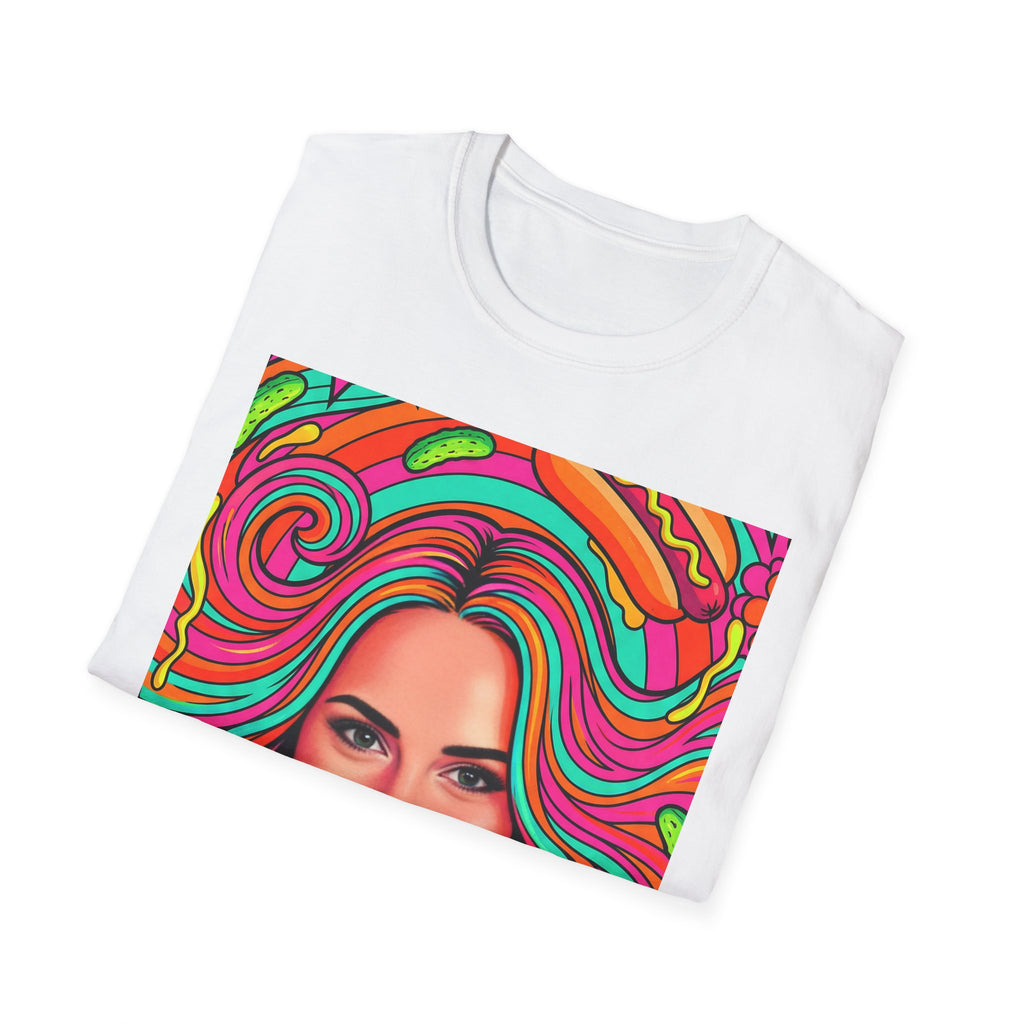 Psychedelic Pop Crystal Sparkle Portrait by FoxQT T-Shirt — Colorful Swirl Face Art Tee