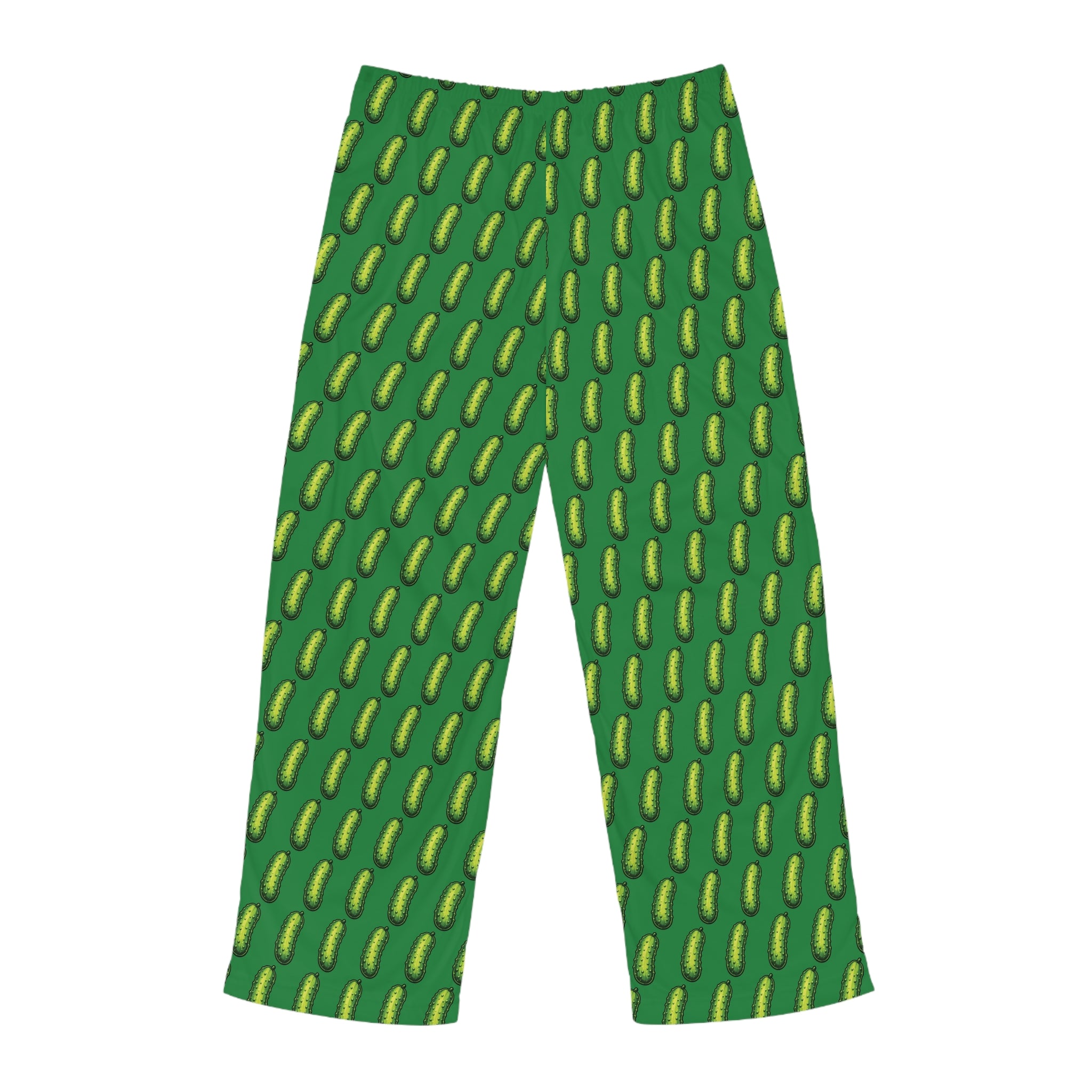 Men's Green Pajama Pants with Pickle Pattern