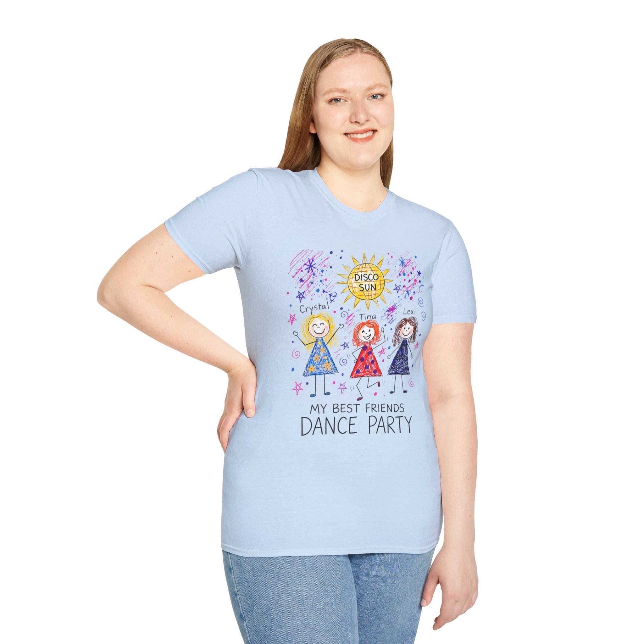 Sparkle Squad Dance Party by MilesGT T-Shirt — "My Best Friends Dance Party" Crystal Sparkle Drawing by MilesGT Cute Graphic Tee