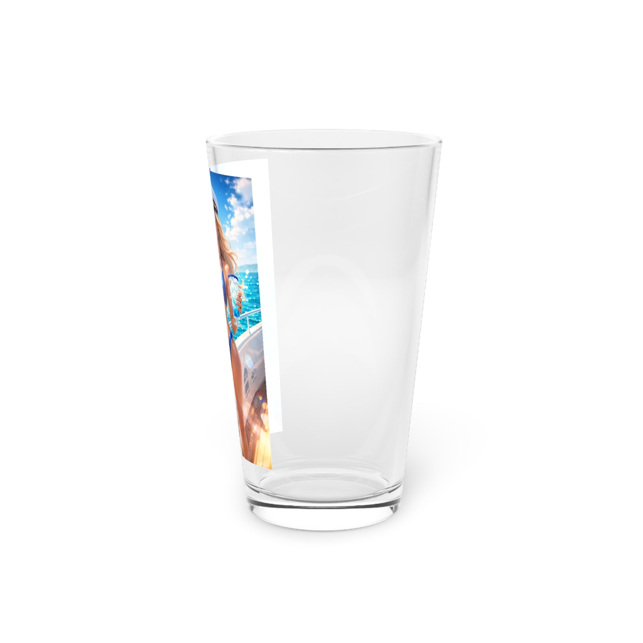 Crystal Sparkle Nautical Pin-Up Pint Glass — 16oz Sailor Crystal Sparkle Beach Beer Glass