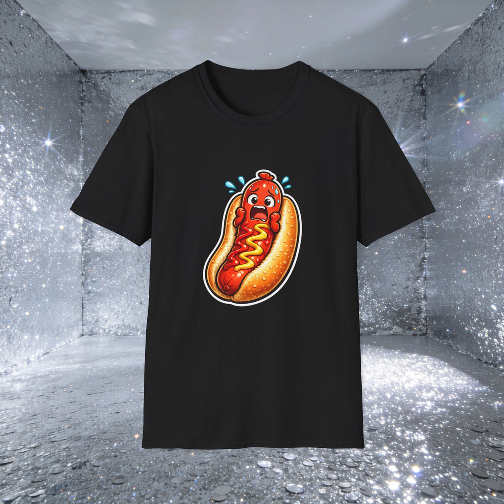 Unisex Scared Hotdog by Taliasaurus Softstyle T-Shirt