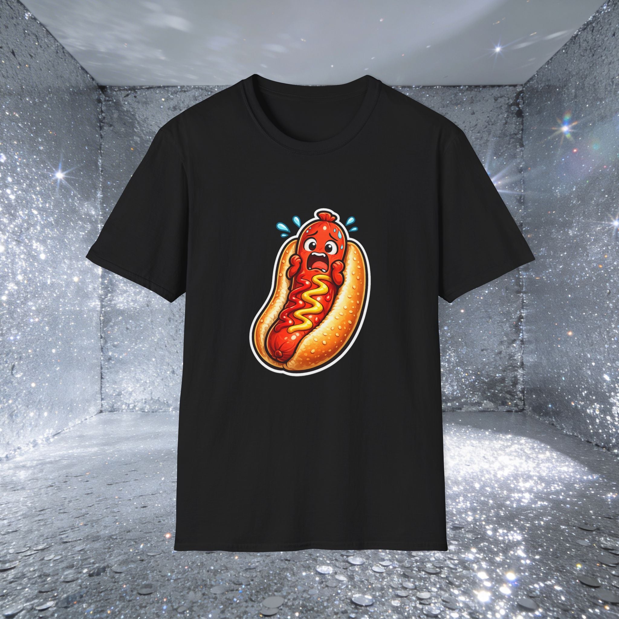 Unisex Scared Hotdog by Taliasaurus Softstyle T-Shirt