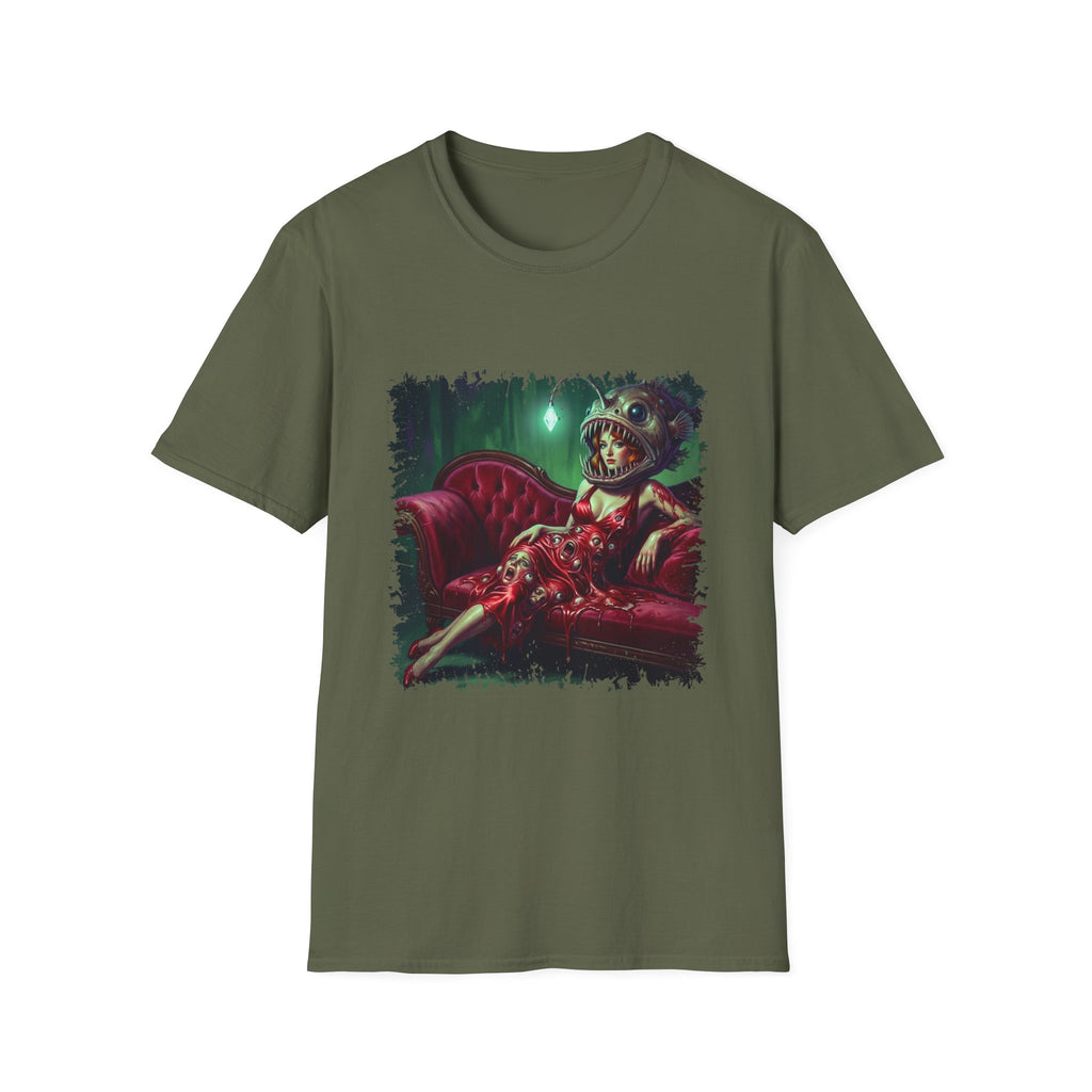 Tina Fish-Head Femme Fatale T-Shirt — Retro Horror Pinup Graphic Tee
