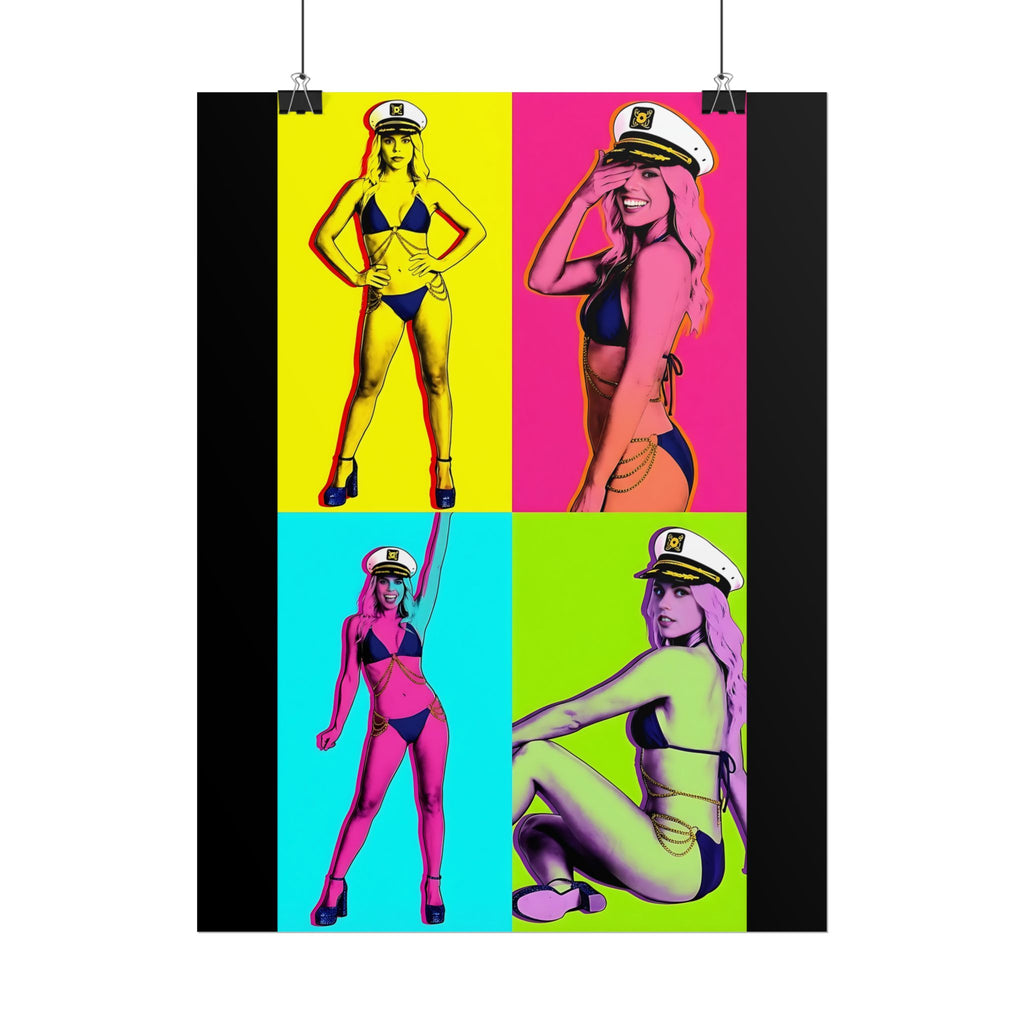Pop Art Pin-Up Sailor Crystal by FoxQT Poster — Retro Colorful Rolled Poster