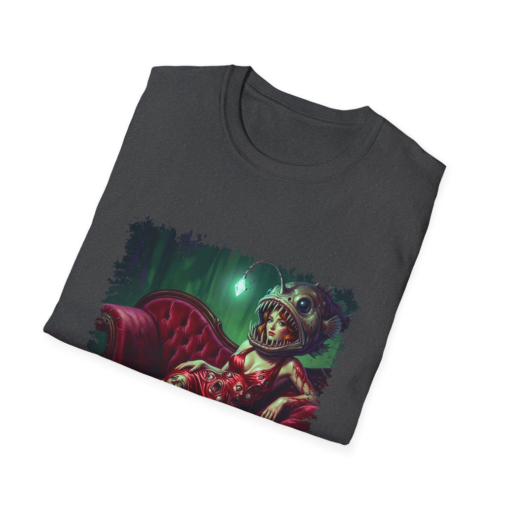 Tina Fish-Head Femme Fatale T-Shirt — Retro Horror Pinup Graphic Tee