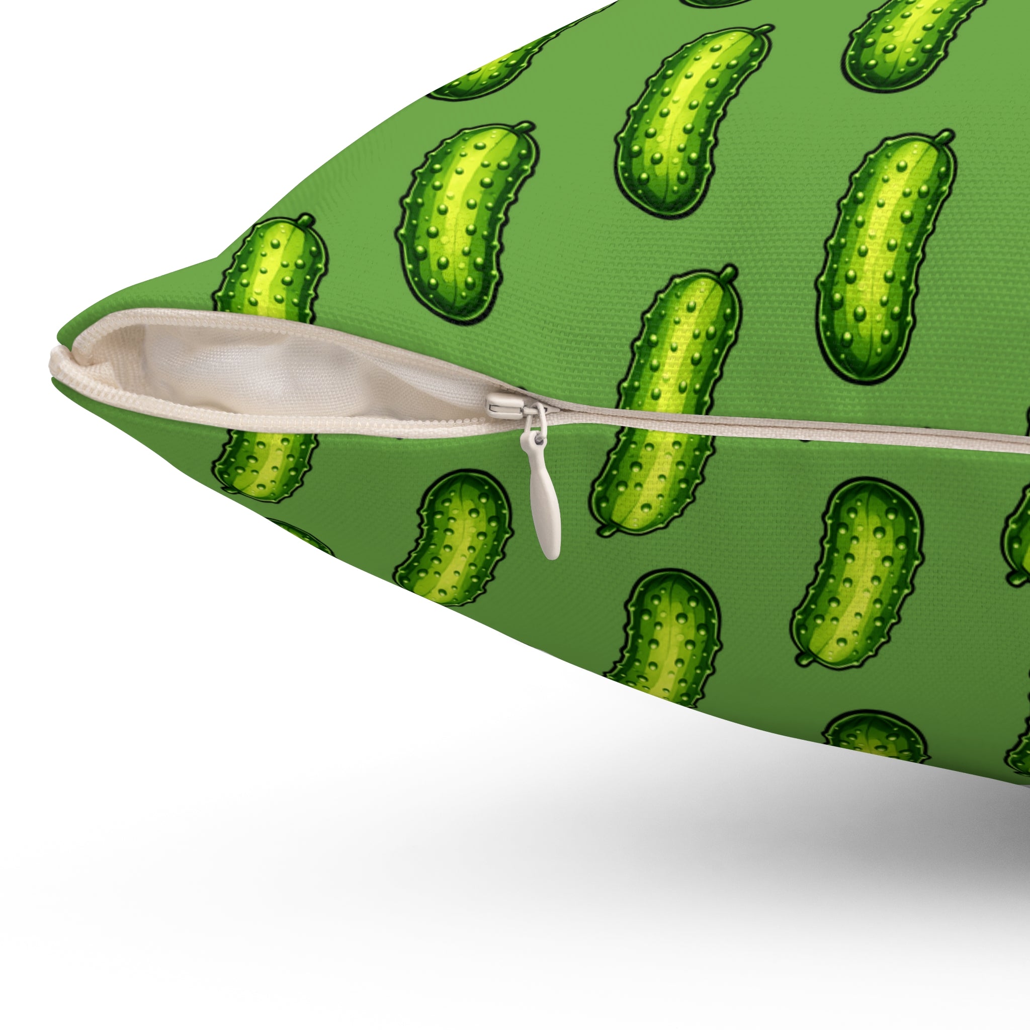 Pickle Pattern by Taliasaurus Decorative Pillow — Green Doodle Accent Cushion