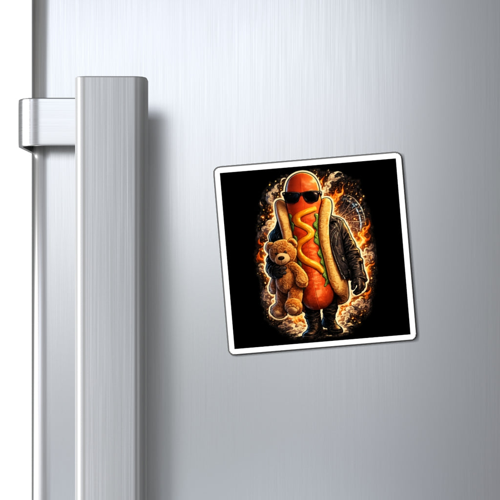 Hot Dog with Teddy Bear by Dark.Lex Magnet — Refrigerator Magnet