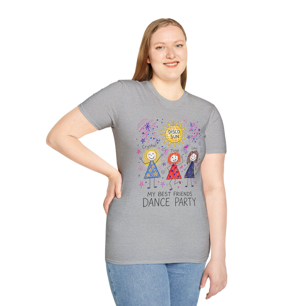 Sparkle Squad Dance Party by MilesGT T-Shirt — "My Best Friends Dance Party" Crystal Sparkle Drawing by MilesGT Cute Graphic Tee