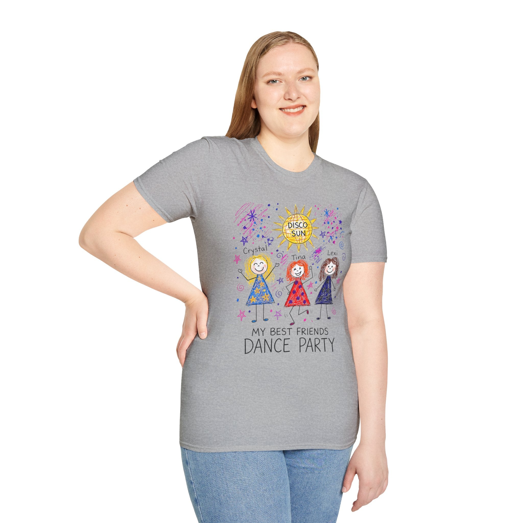 Sparkle Squad Dance Party by MilesGT T-Shirt — "My Best Friends Dance Party" Crystal Sparkle Drawing by MilesGT Cute Graphic Tee