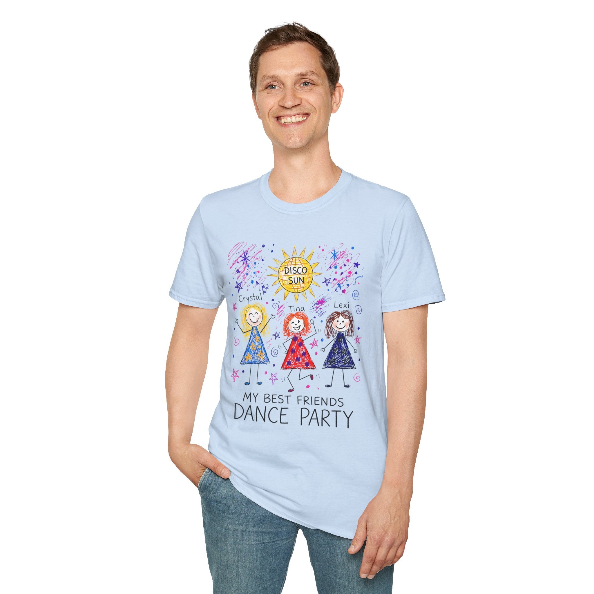 Sparkle Squad Dance Party by MilesGT T-Shirt — "My Best Friends Dance Party" Crystal Sparkle Drawing by MilesGT Cute Graphic Tee