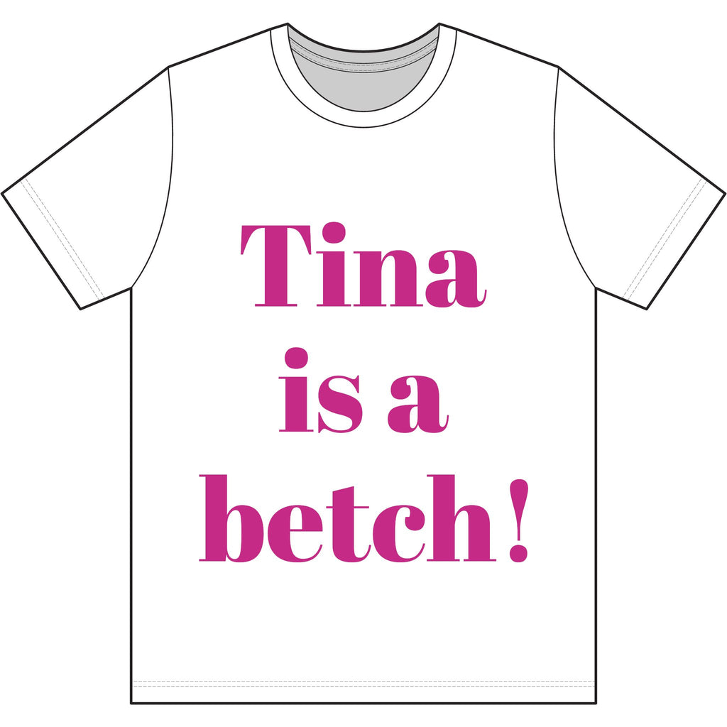 Crystal Sparkle Graphic Tee — "Tina is a Betch!" Bold Pink Statement T-Shirt