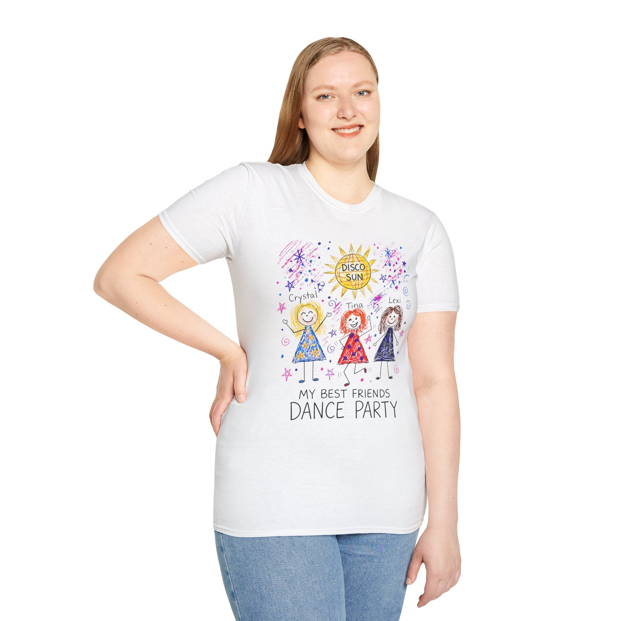 Sparkle Squad Dance Party by MilesGT T-Shirt — "My Best Friends Dance Party" Crystal Sparkle Drawing by MilesGT Cute Graphic Tee