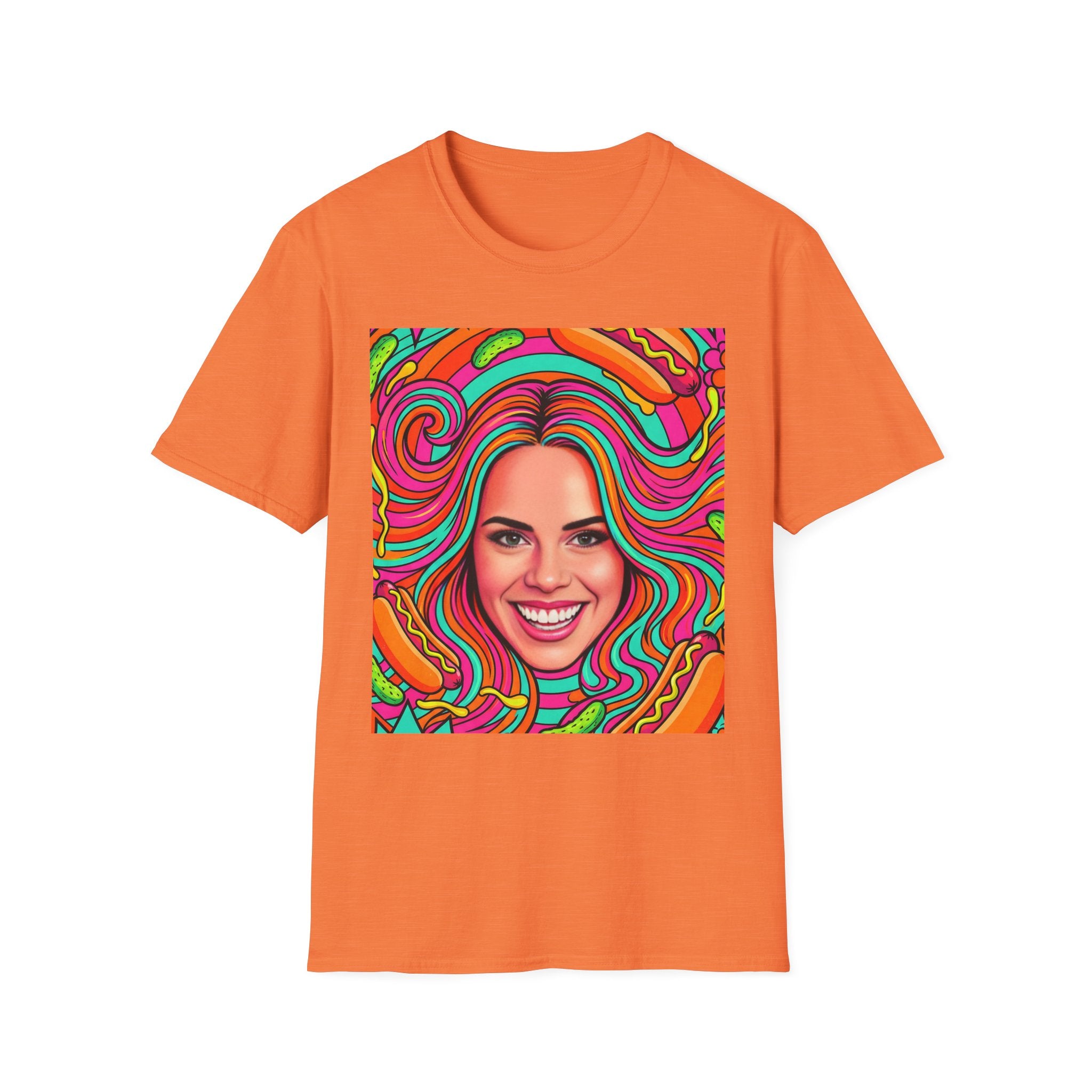 Psychedelic Pop Crystal Sparkle Portrait by FoxQT T-Shirt — Colorful Swirl Face Art Tee