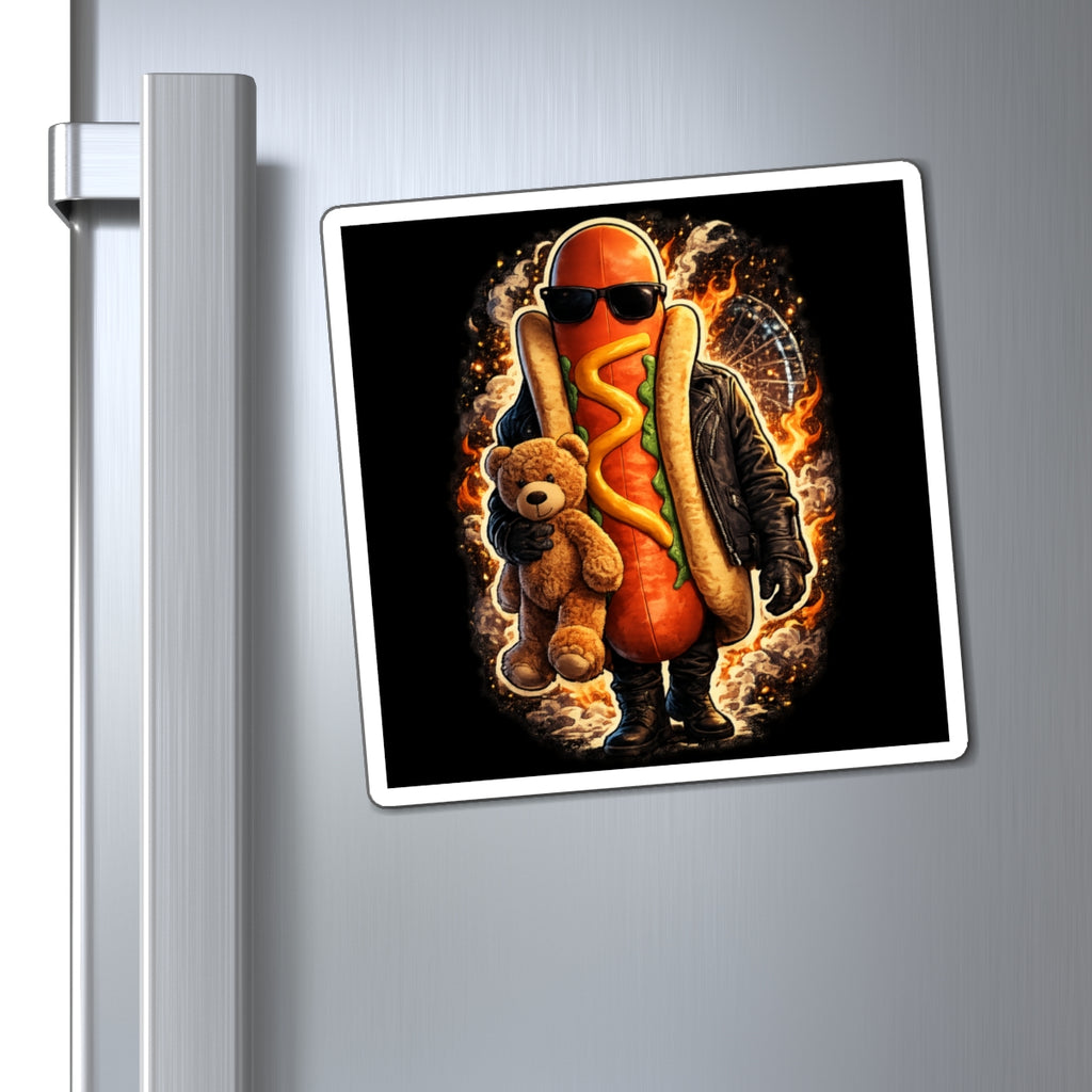 Hot Dog with Teddy Bear by Dark.Lex Magnet — Refrigerator Magnet