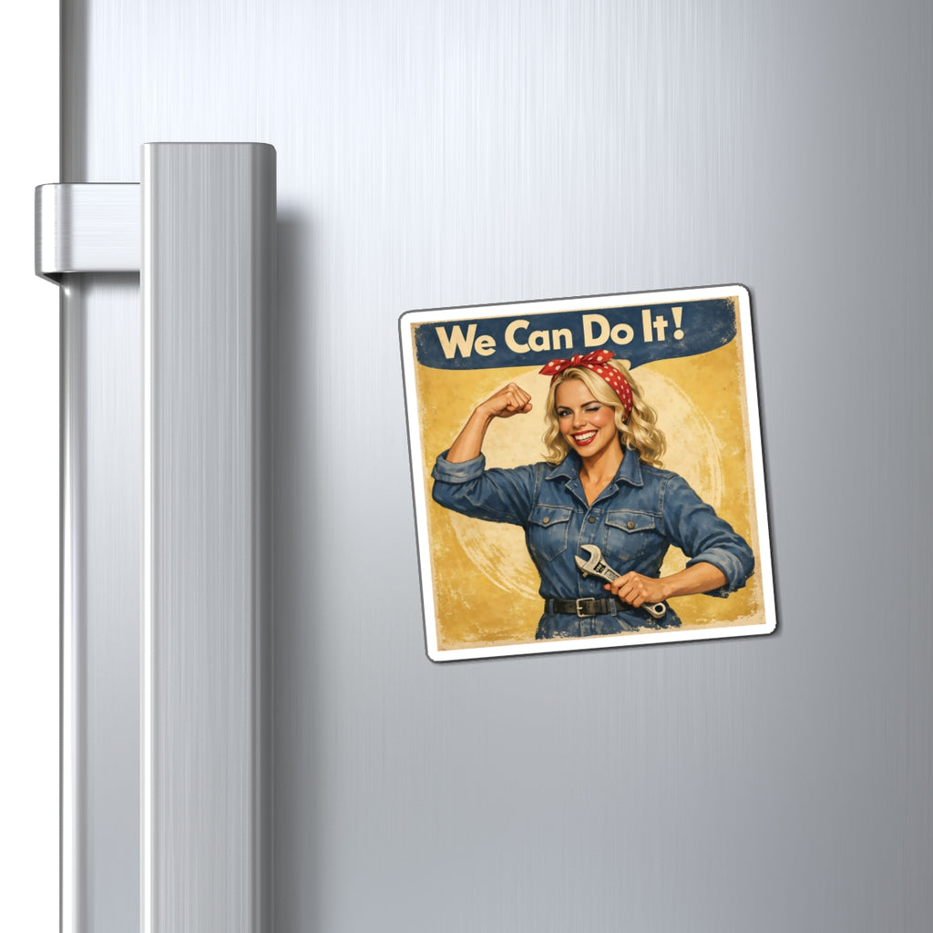 We Can Do It! Rosie Crystal Sparkle Retro Magnet — Fridge Magnet
