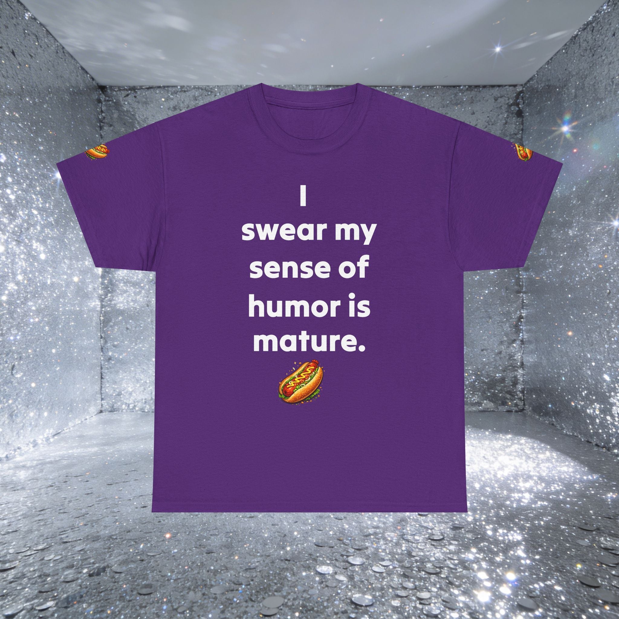 T-Shirt — "I swear my sense of humor is mature." by Taliasaurus Funny Hot Dog Graphic Tee