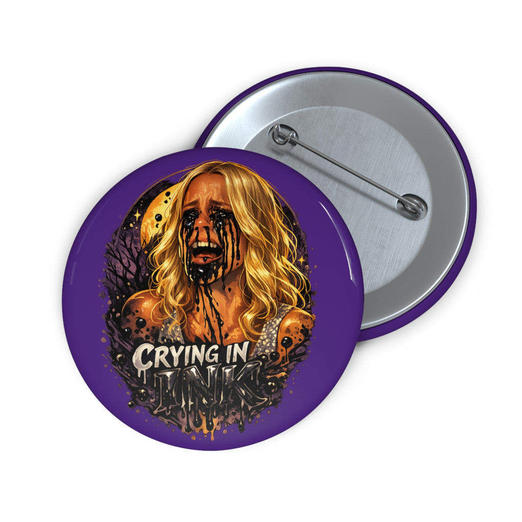 Crying In Ink by Dark.Lex Pin Button — Gothic Horror Badge