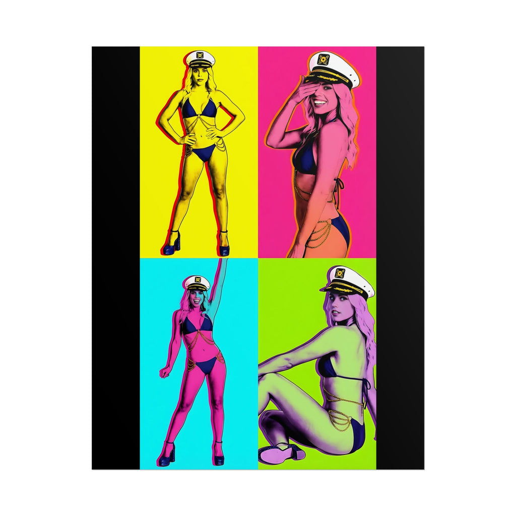 Pop Art Pin-Up Sailor Crystal by FoxQT Poster — Retro Colorful Rolled Poster