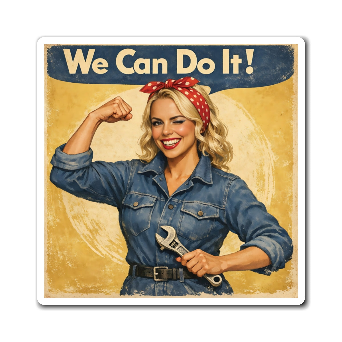 We Can Do It! Rosie Crystal Sparkle Retro Magnet — Fridge Magnet