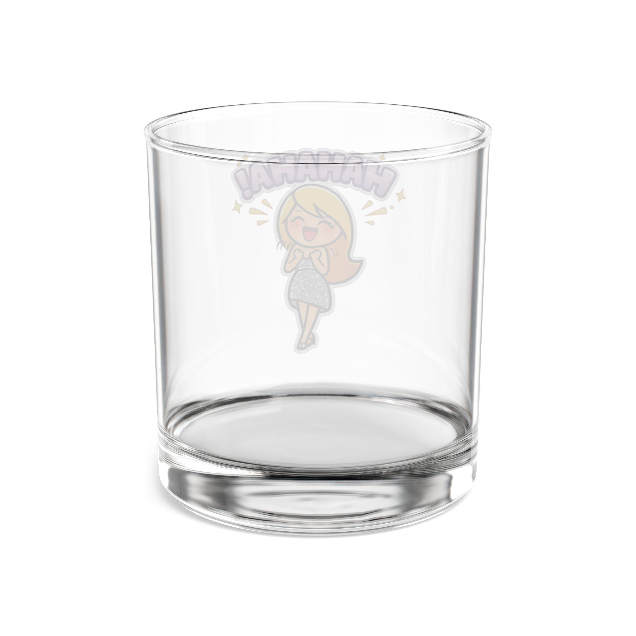 Crystal Sparkle HAHAHA Rocks Glass — 10oz Whiskey Glass with Crystal Sparkle HAHAHA Design