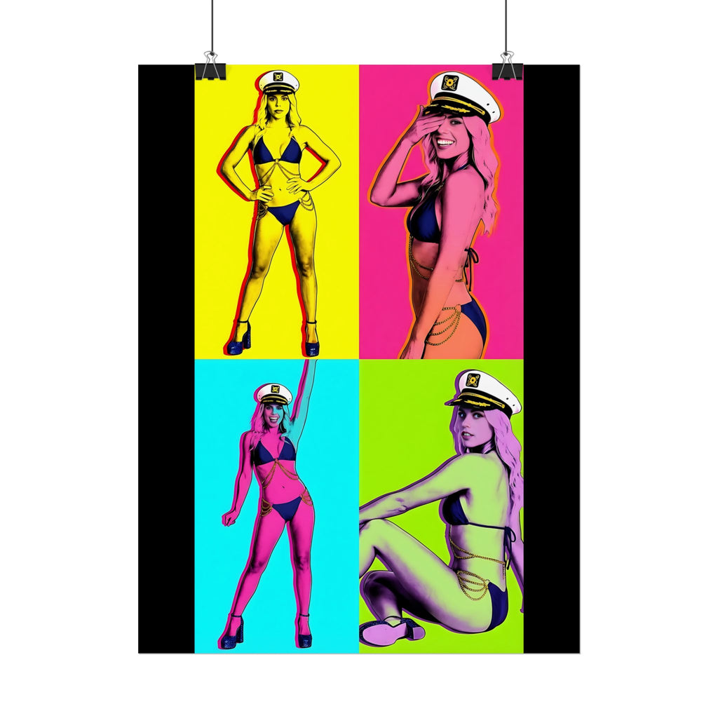 Pop Art Pin-Up Sailor Crystal by FoxQT Poster — Retro Colorful Rolled Poster