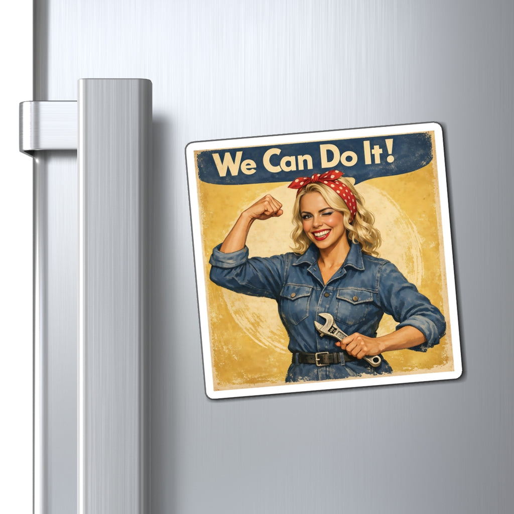 We Can Do It! Rosie Crystal Sparkle Retro Magnet — Fridge Magnet