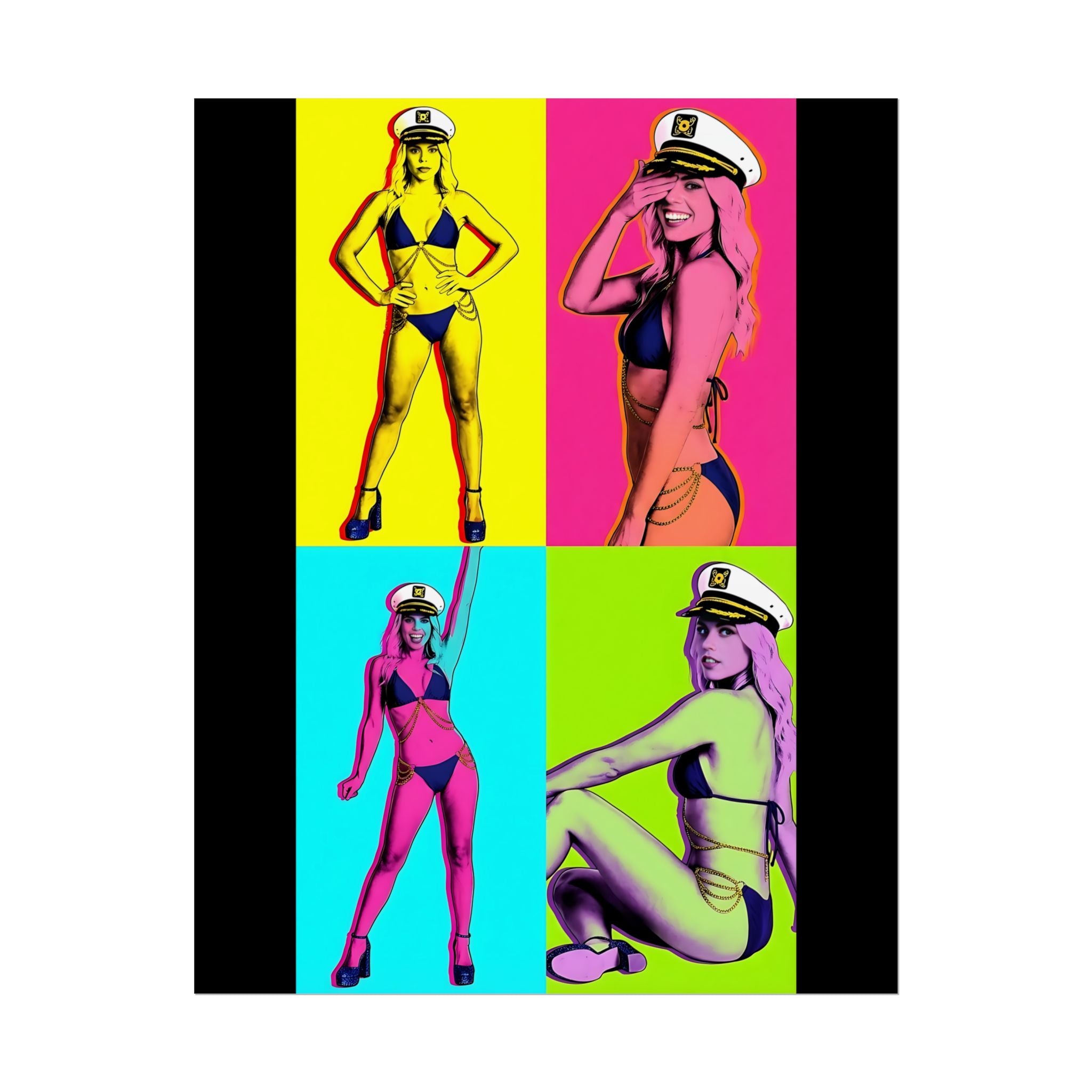 Pop Art Pin-Up Sailor Crystal by FoxQT Poster — Retro Colorful Rolled Poster