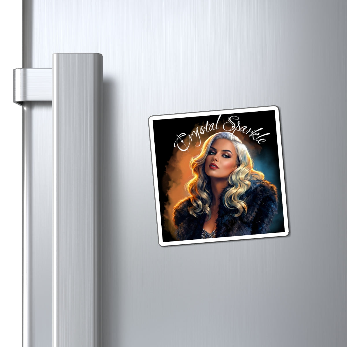 Crystal Sparkle Glam Portrait by Dark.lex Magnet — Retro Hollywood Blonde Refrigerator Decor