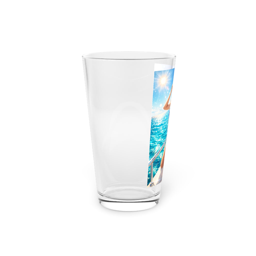 Crystal Sparkle Nautical Pin-Up Pint Glass — 16oz Sailor Crystal Sparkle Beach Beer Glass