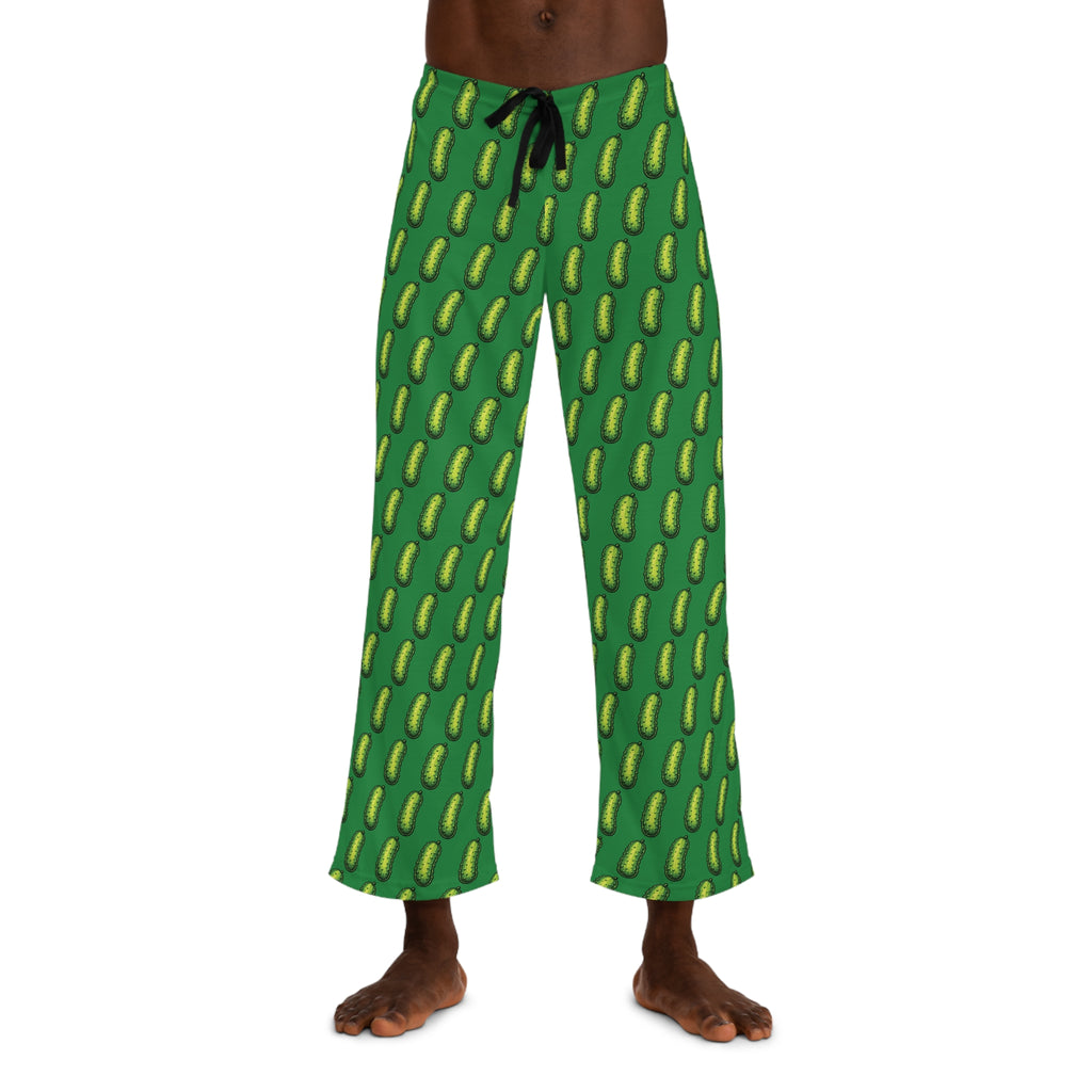 Men's Green Pajama Pants with Pickle Pattern