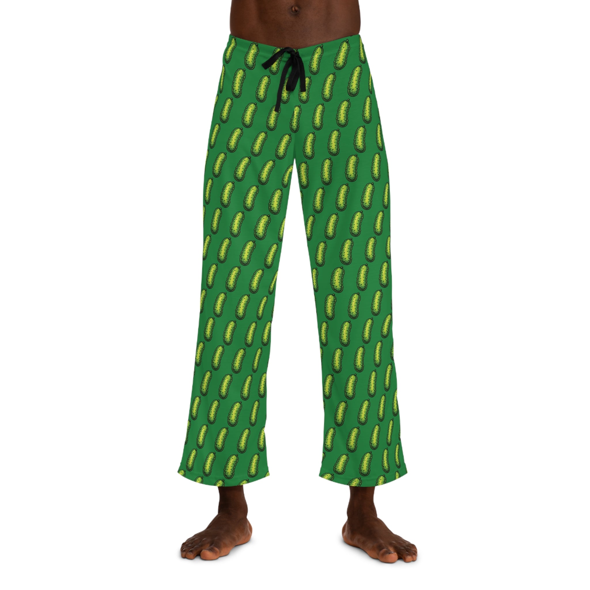 Men's Green Pajama Pants with Pickle Pattern