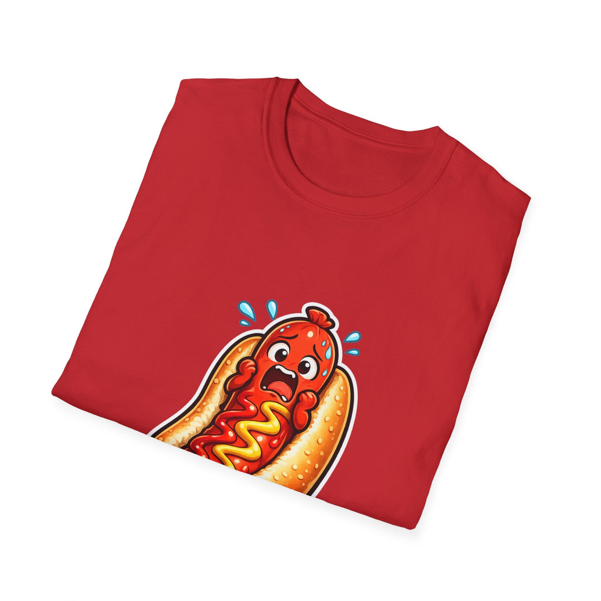Unisex Scared Hotdog by Taliasaurus Softstyle T-Shirt