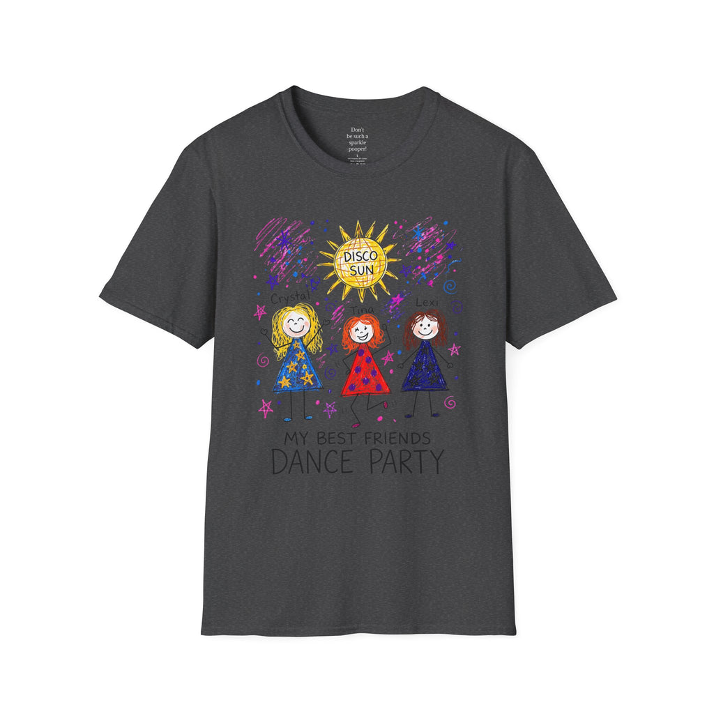 Sparkle Squad Dance Party by MilesGT T-Shirt — "My Best Friends Dance Party" Crystal Sparkle Drawing by MilesGT Cute Graphic Tee