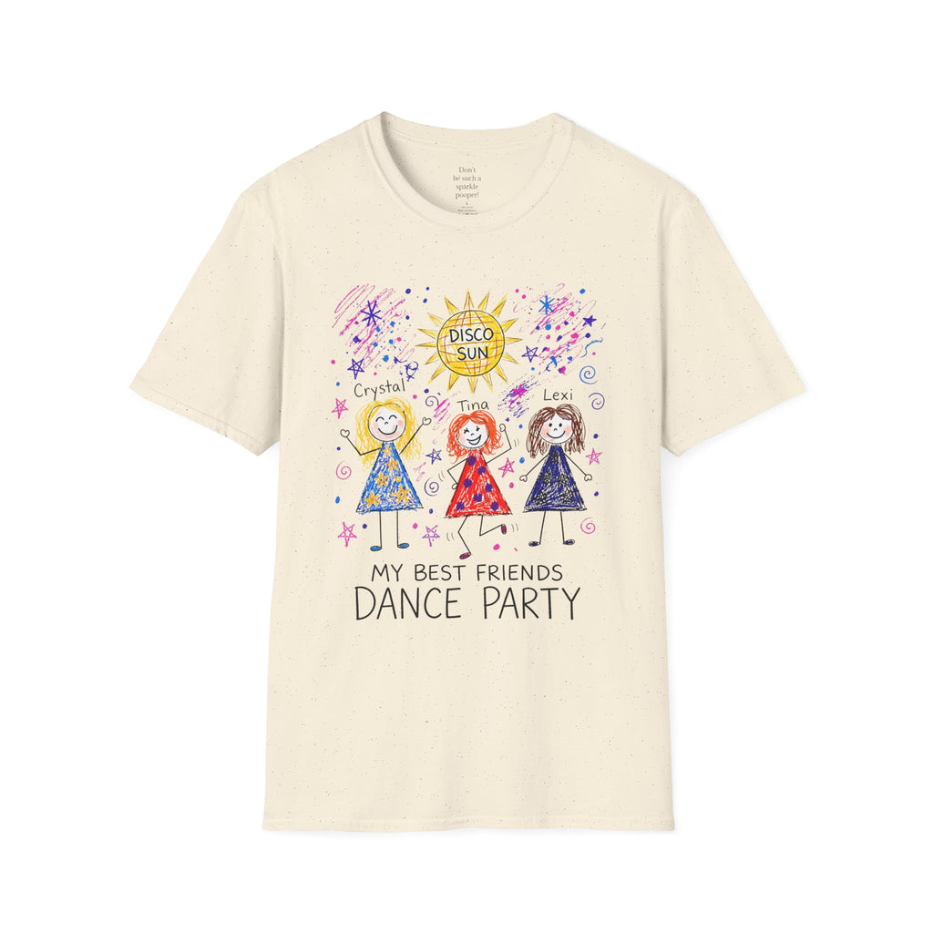 Sparkle Squad Dance Party by MilesGT T-Shirt — "My Best Friends Dance Party" Crystal Sparkle Drawing by MilesGT Cute Graphic Tee