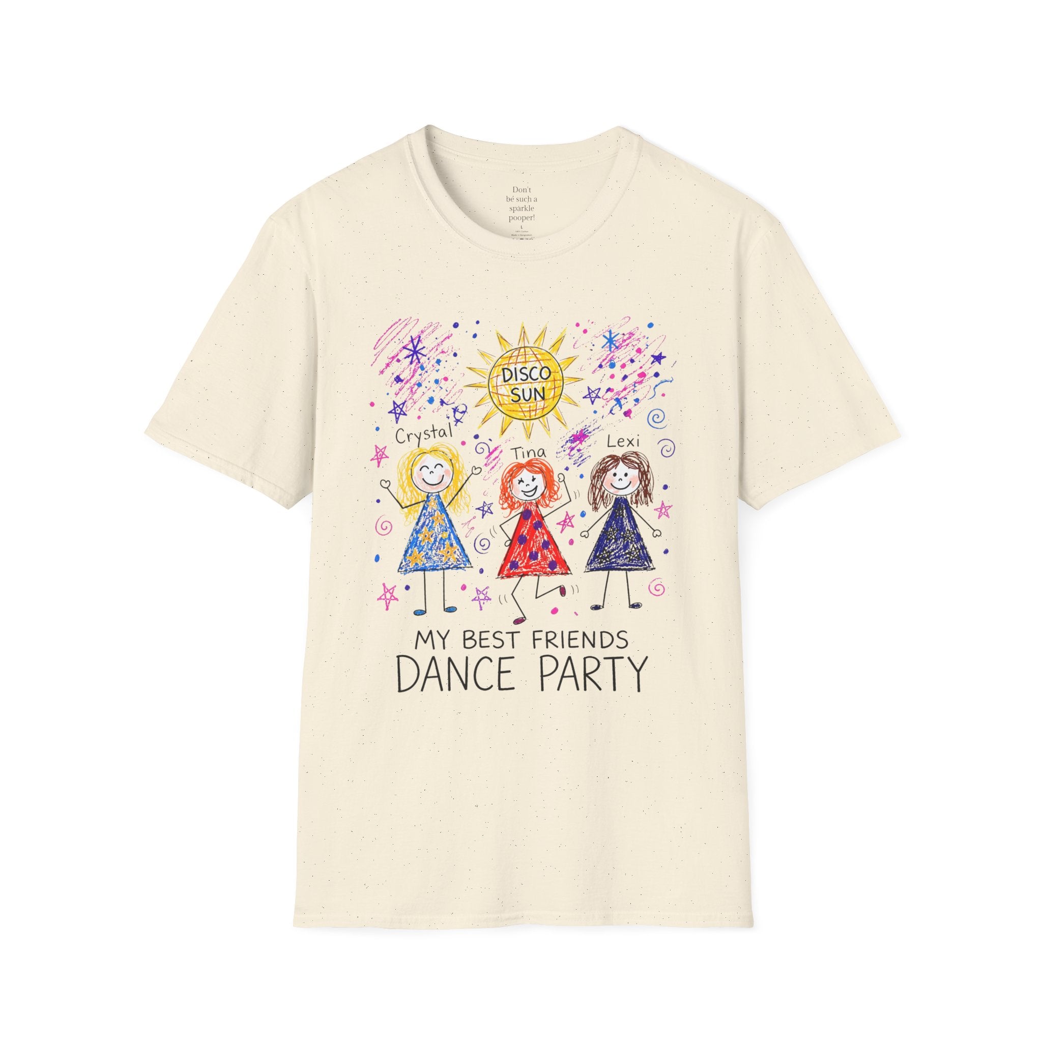 Sparkle Squad Dance Party by MilesGT T-Shirt — "My Best Friends Dance Party" Crystal Sparkle Drawing by MilesGT Cute Graphic Tee