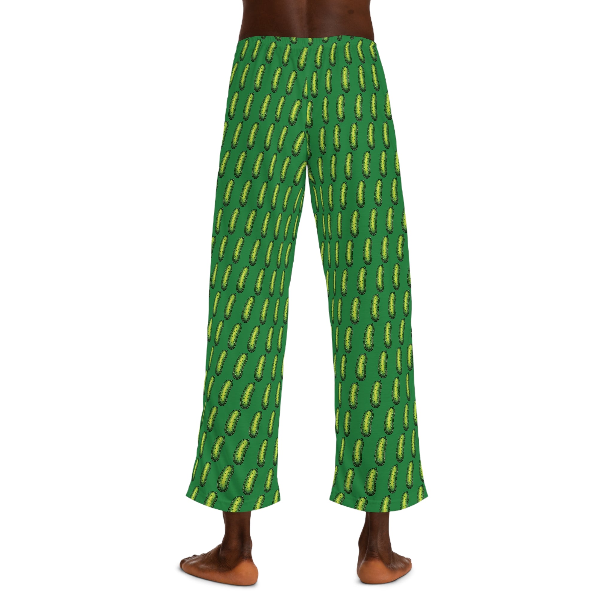 Men's Green Pajama Pants with Pickle Pattern