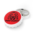 Crystal Sparkle Content Violation?! Red Bottle Opener — Funny Pop Art Bar Keychain for Social Media Moderators