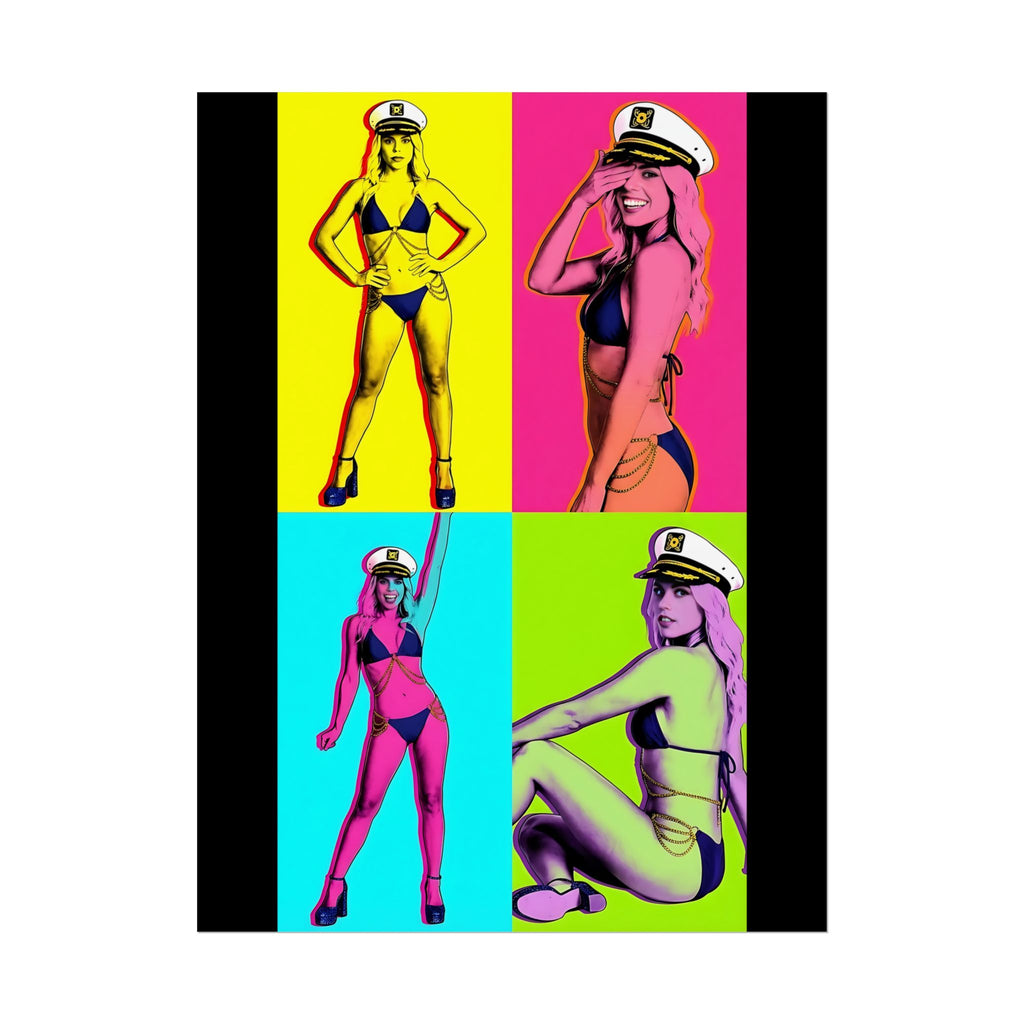 Pop Art Pin-Up Sailor Crystal by FoxQT Poster — Retro Colorful Rolled Poster
