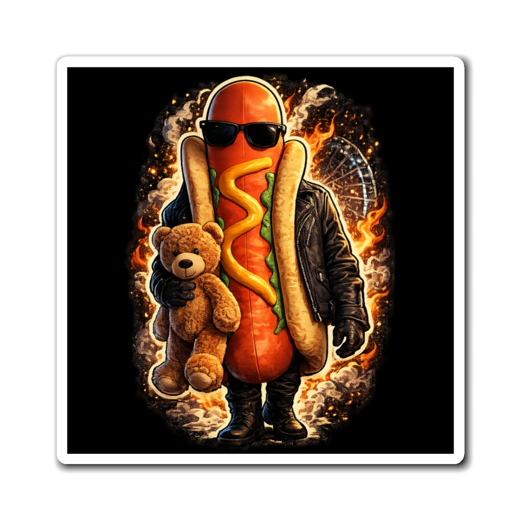 Hot Dog with Teddy Bear by Dark.Lex Magnet — Refrigerator Magnet