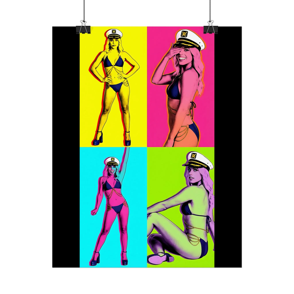 Pop Art Pin-Up Sailor Crystal by FoxQT Poster — Retro Colorful Rolled Poster