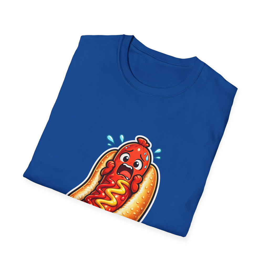 Unisex Scared Hotdog by Taliasaurus Softstyle T-Shirt