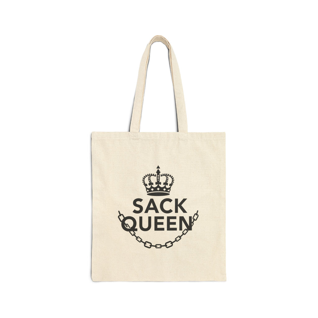 Crystal Sparkle Tote Bag — “Sack Queen” Crown & Chain Cotton Canvas Tote