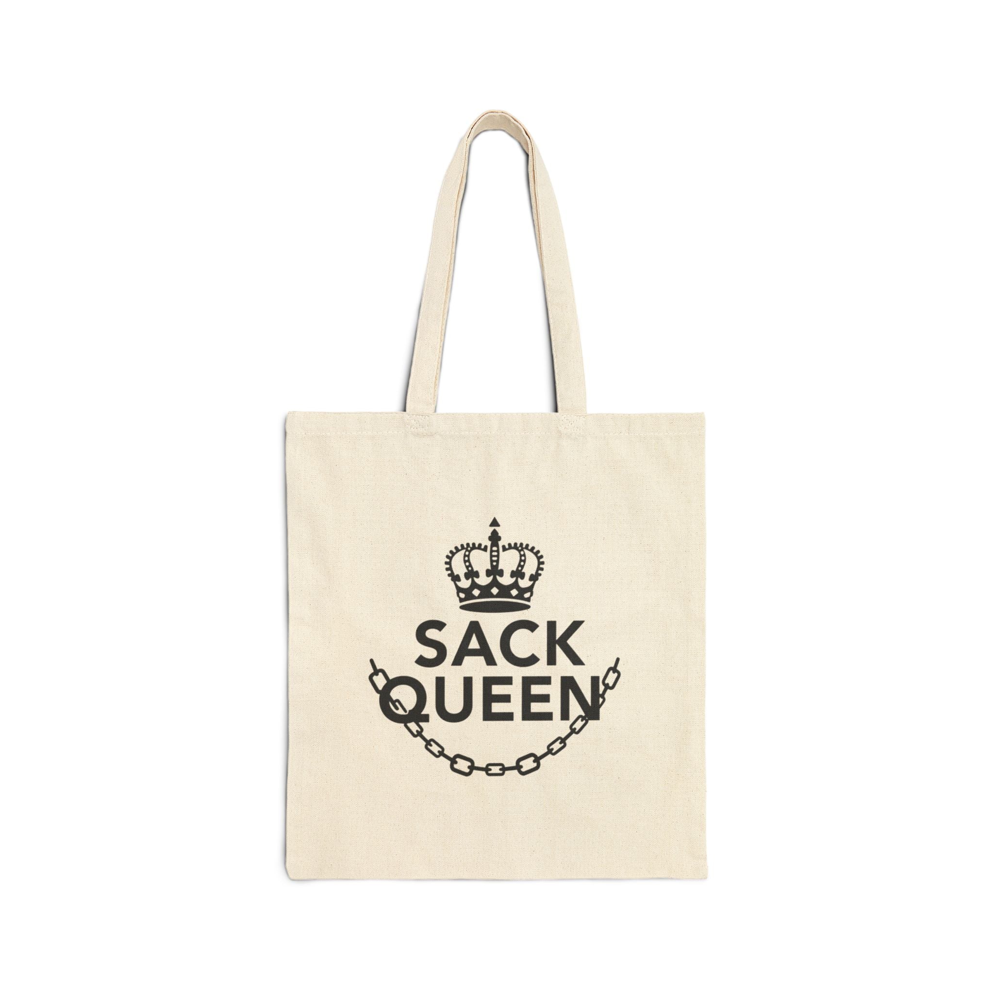 Crystal Sparkle Tote Bag — “Sack Queen” Crown & Chain Cotton Canvas Tote