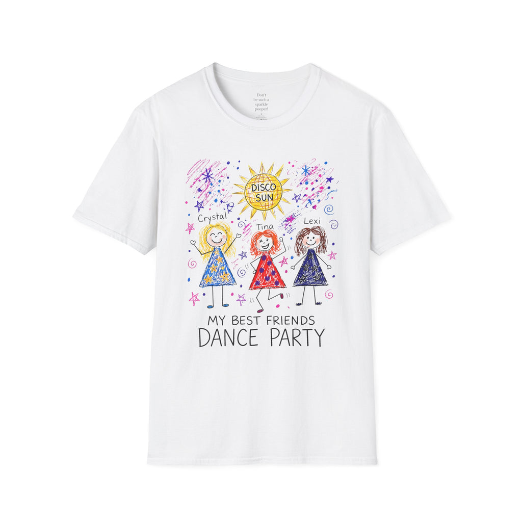 Sparkle Squad Dance Party by MilesGT T-Shirt — "My Best Friends Dance Party" Crystal Sparkle Drawing by MilesGT Cute Graphic Tee