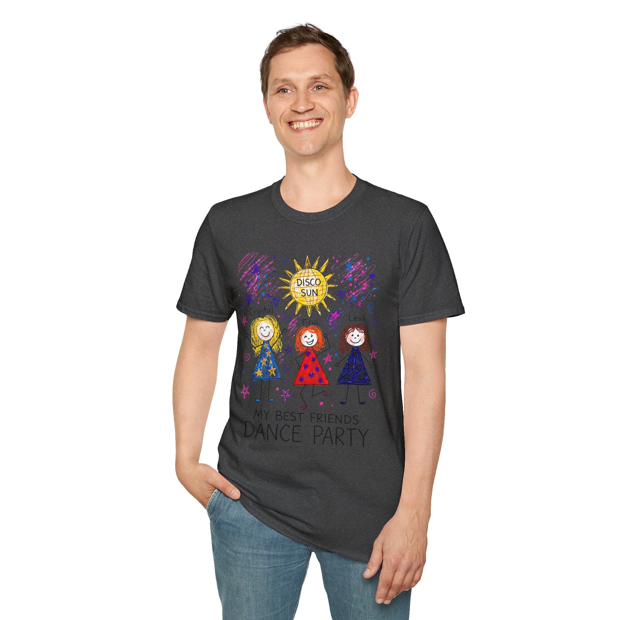 Sparkle Squad Dance Party by MilesGT T-Shirt — "My Best Friends Dance Party" Crystal Sparkle Drawing by MilesGT Cute Graphic Tee