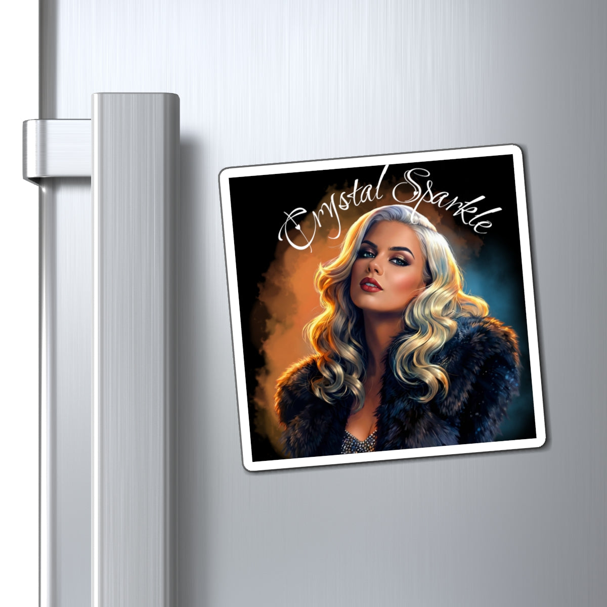 Crystal Sparkle Glam Portrait by Dark.lex Magnet — Retro Hollywood Blonde Refrigerator Decor