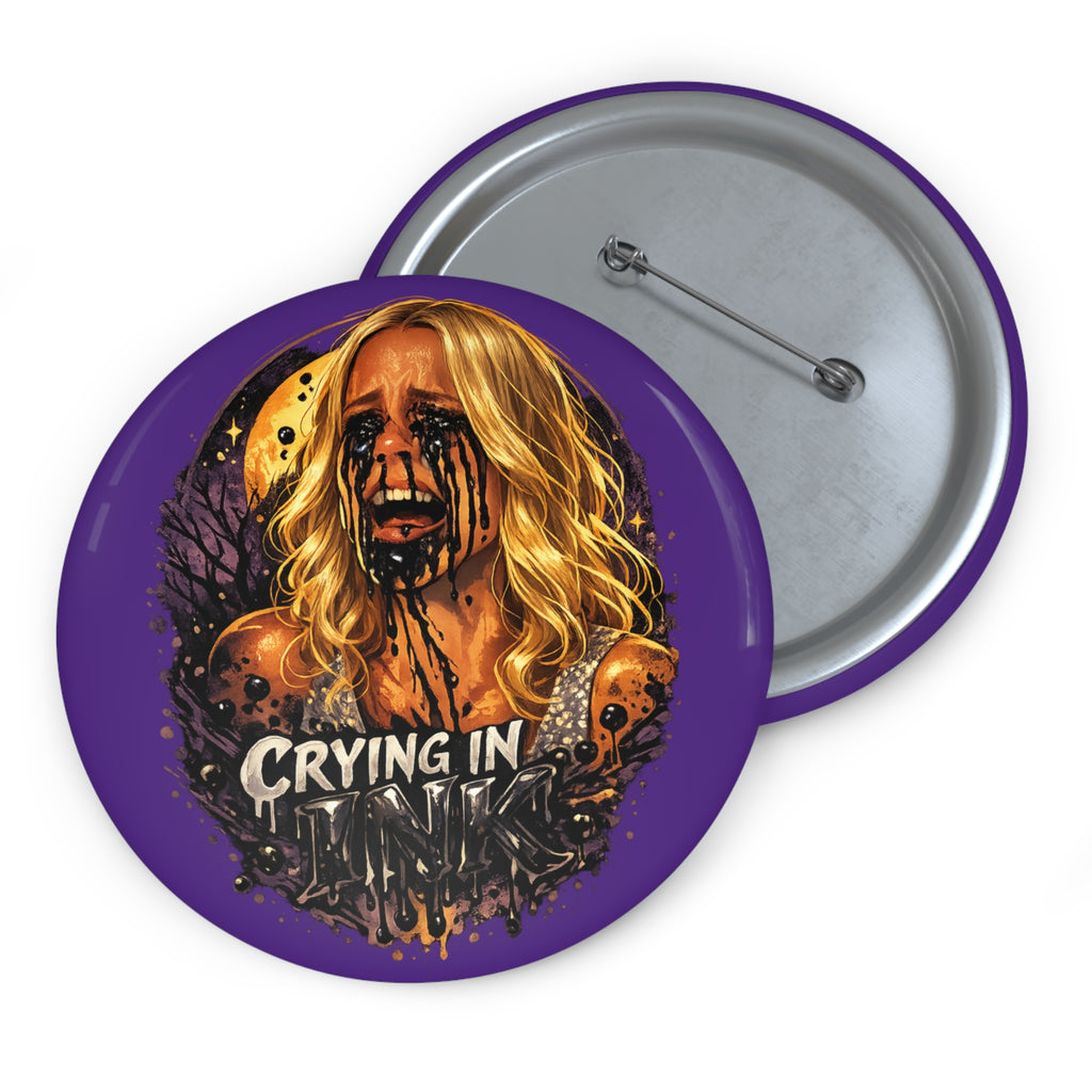 Crying In Ink by Dark.Lex Pin Button — Gothic Horror Badge