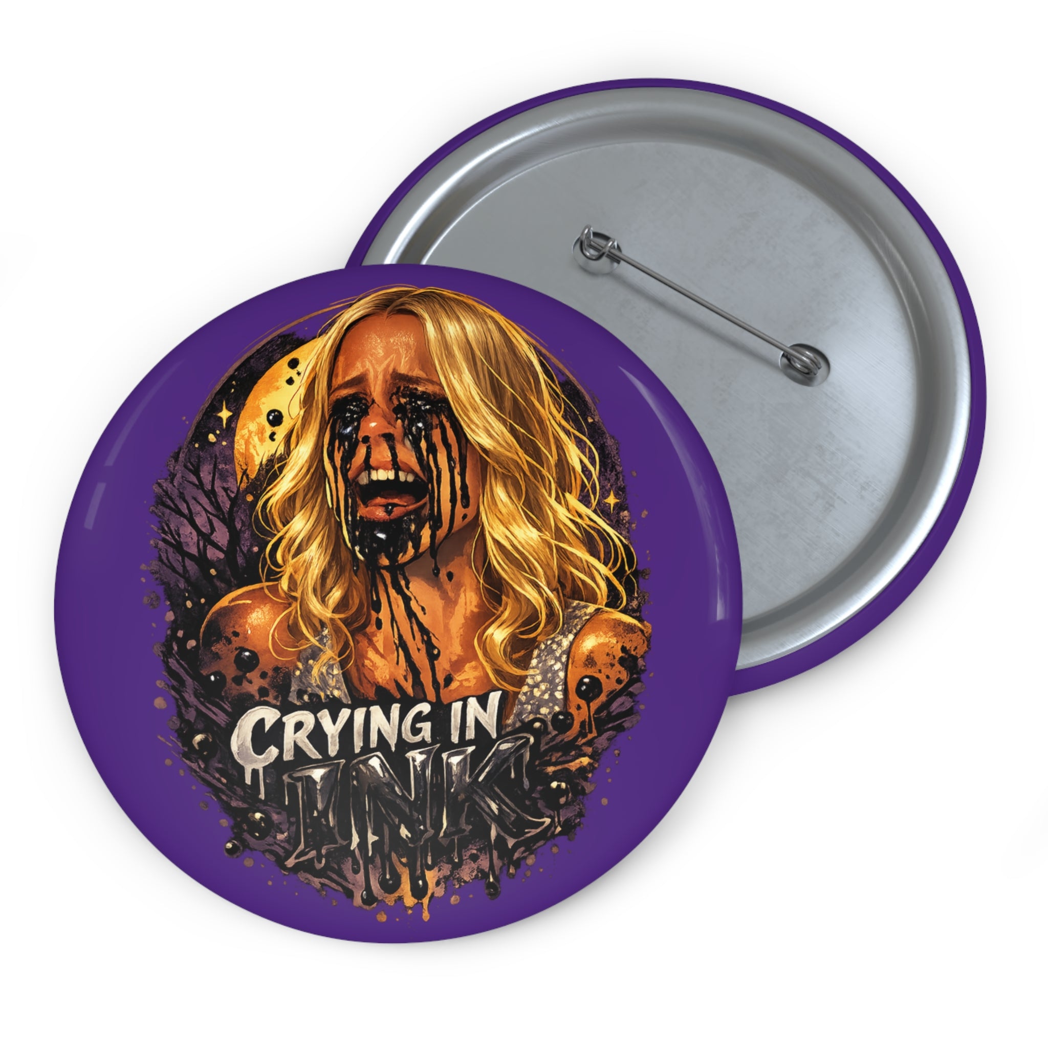 Crying In Ink by Dark.Lex Pin Button — Gothic Horror Badge