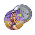 Crystal Sparkle Round Sailor Painting by FoxQT Pin Button — Retro Beach Pin-Up with Cocktail