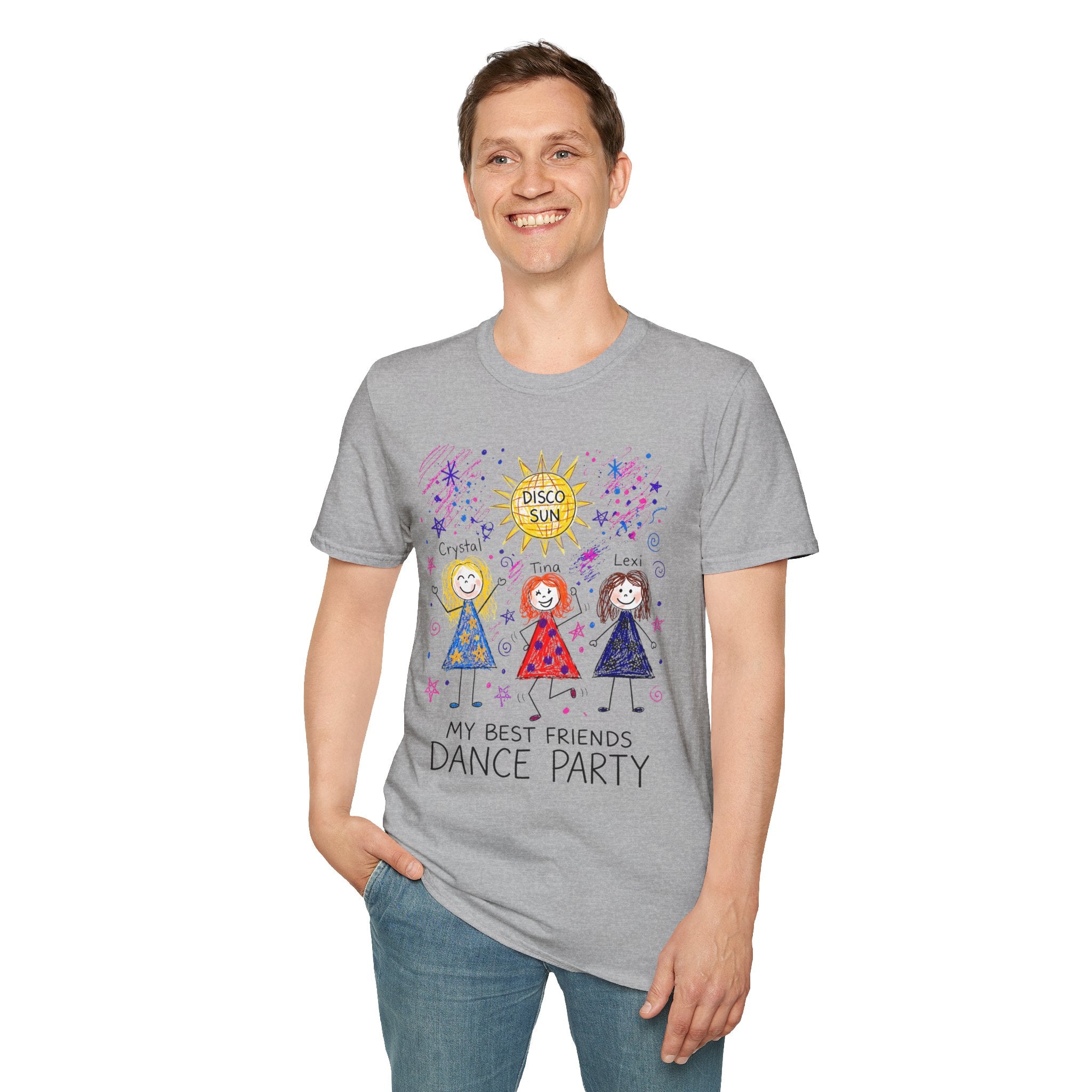 Sparkle Squad Dance Party by MilesGT T-Shirt — "My Best Friends Dance Party" Crystal Sparkle Drawing by MilesGT Cute Graphic Tee